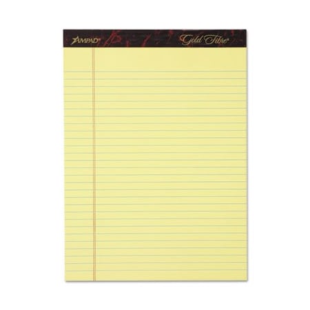 Ampad/ Of Amercn Pd&Ppr Ampad, GOLD FIBRE WRITING PADS, WIDE/LEGAL RULE, 8.5 X 11.75, CANARY, 4PK 20032